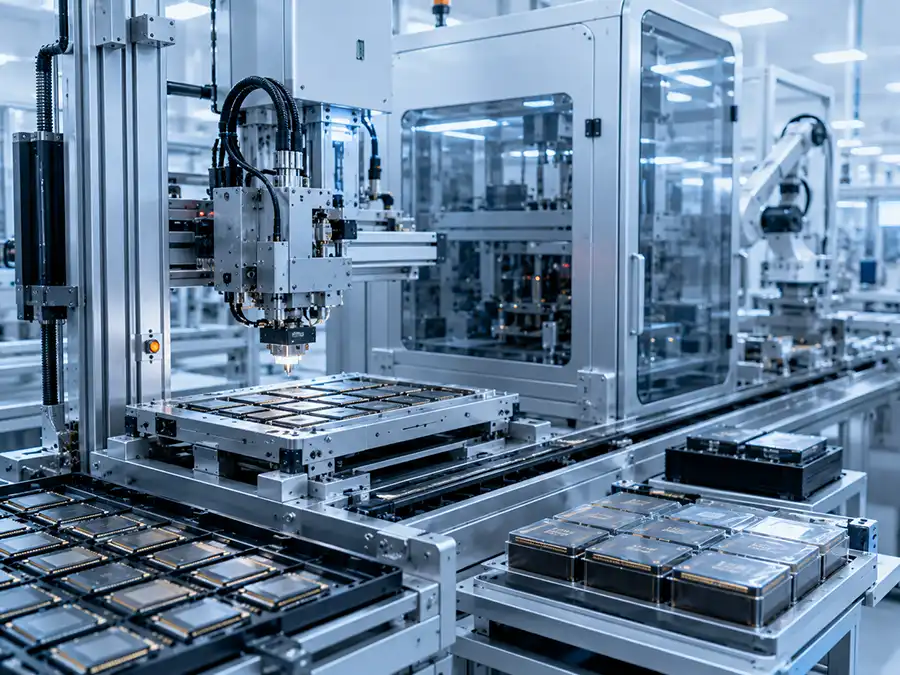 Semiconductor packaging finalization equipment and completed device output
