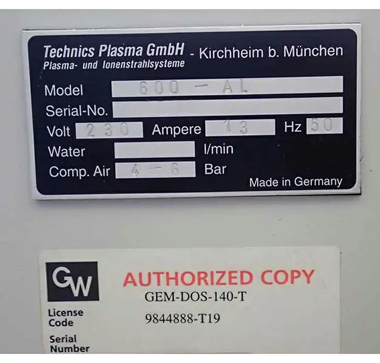 PVA TePla 600 Autoload Equipment Configuration